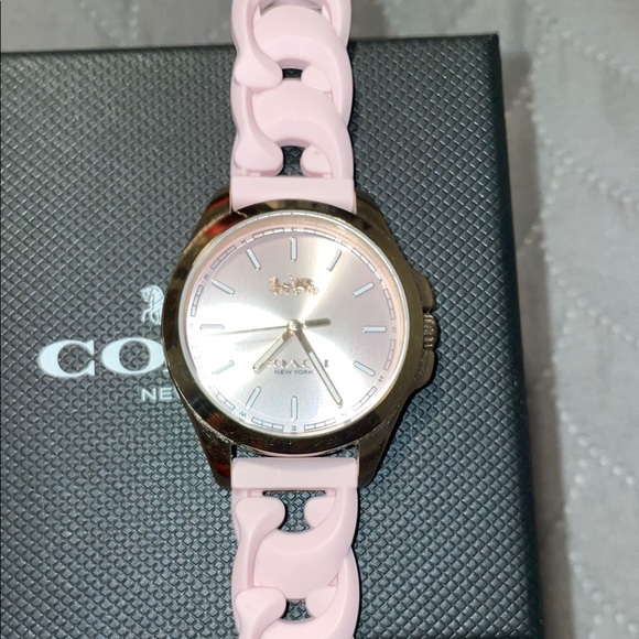 Coach Pink Leather Strap Watch - Picture 4 of 6